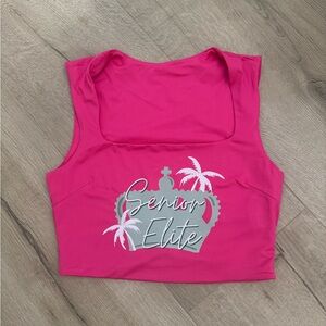 pink senior elite crop tank
